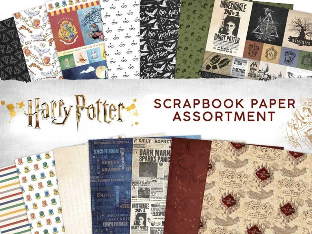 Harry Potter 12" x 12" 14-Sheet Decorative Double Sided Paper Pack for Scrapbooking and Crafts - Icons
